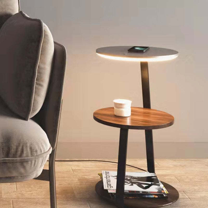 Nordic Walnut Nightstand With Wireless Charging