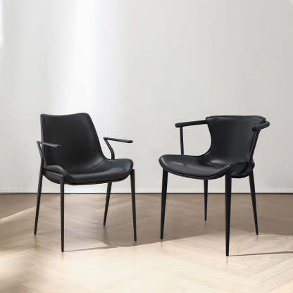 Minimalist trapezoid saddle leather metal dining chairs & benches