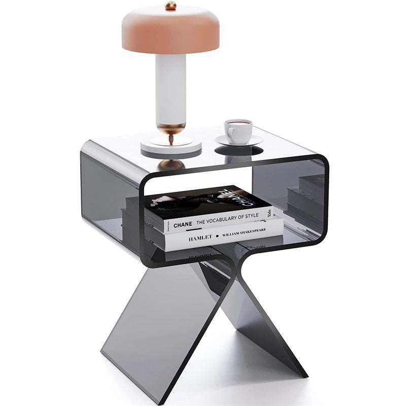 Minimalist Rectangular Acrylic 2-Tier End Table