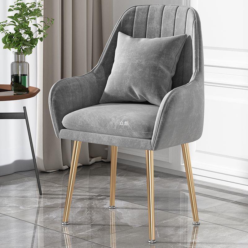 Scandinavian Velvet Leather Metal Vanity Stool — Sponge / Beige & Gold / Velvet
