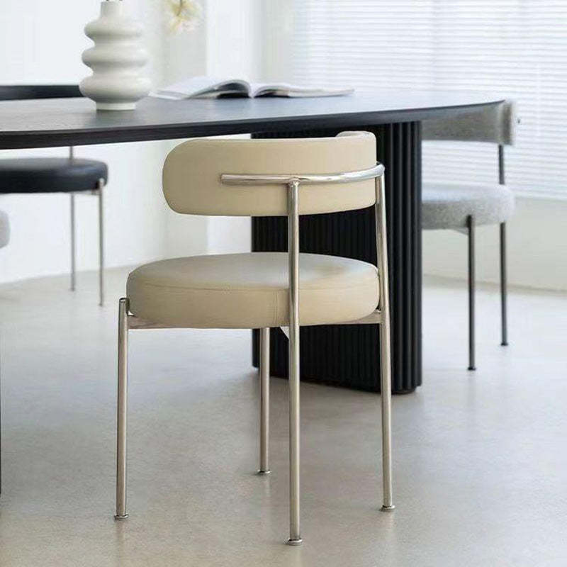Minimalist Round Velvet Tubular-Leg Dining Chair