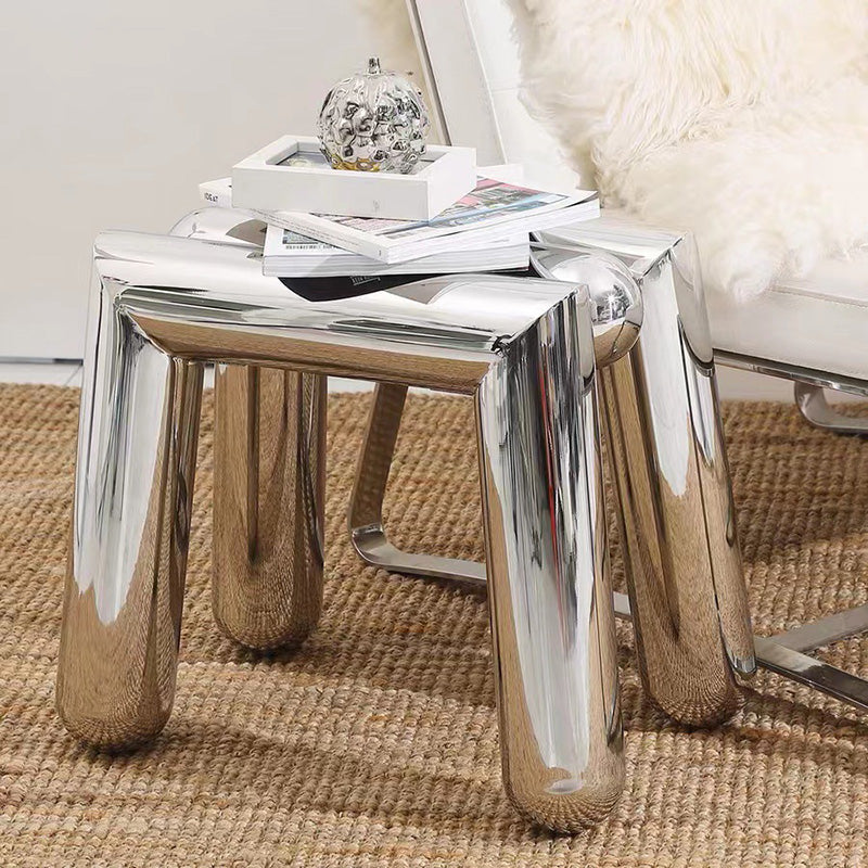 Minimalist Steel Tube Geometric Footstool