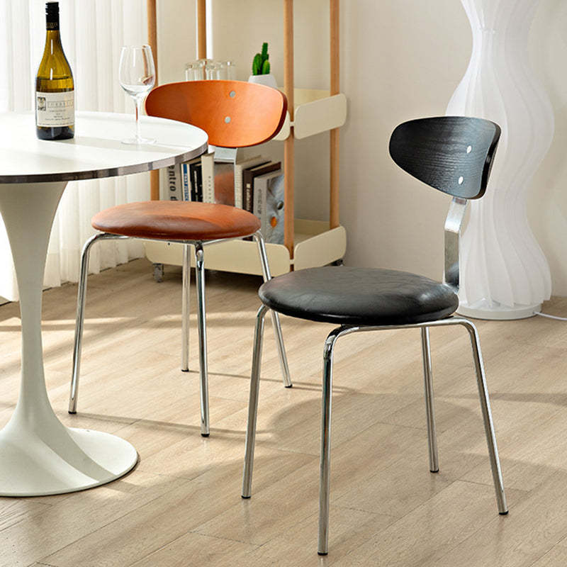 Scandinavian Oil-Waxed Wood Leather Dining Chair — Without Cushion / Black