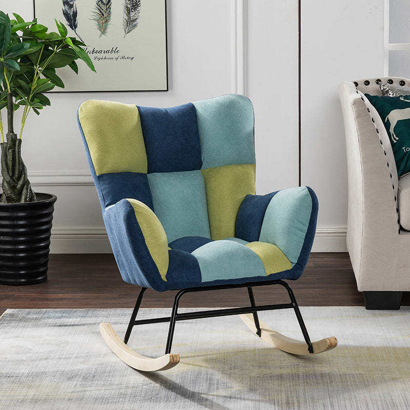 Nordic Patchwork Linen Rocking Chair