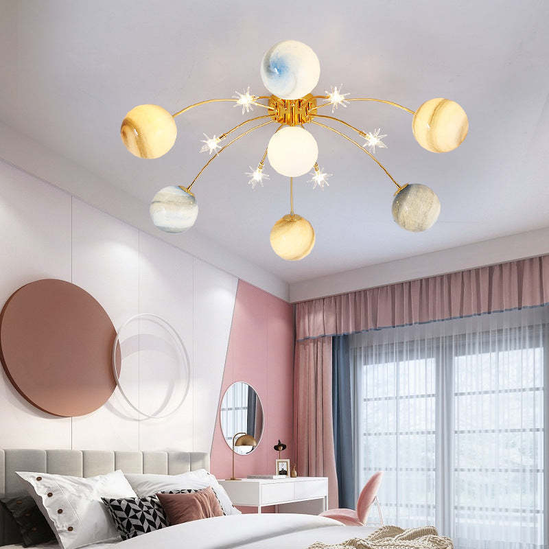 Contemporary Iron Starry Sky Moon Ceiling Light