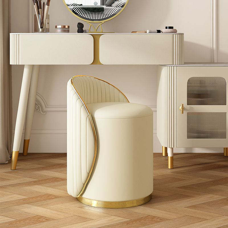 Minimalist Cylinder Iron Leather Vanity Stool