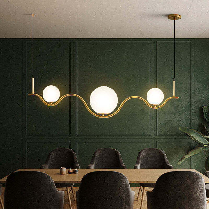 Scandinavian Wave Frame Glass Island Chandelier