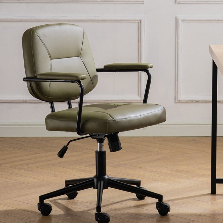 Scandinavian Microfiber Leather Steel Desk Chair — Microfiber Leather / Green
