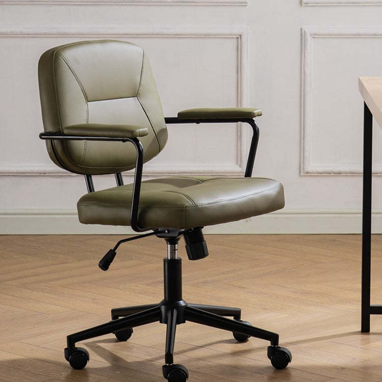 Scandinavian Microfiber Leather Steel Desk Chair — Microfiber Leather / Green