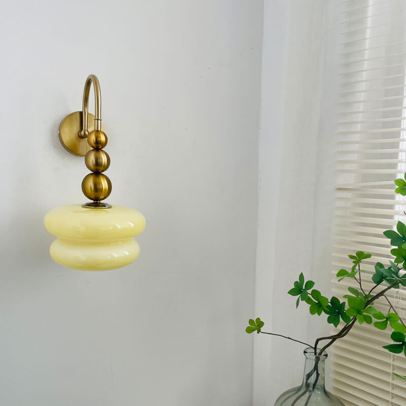 Macaron Cream Gourd Glass Wall Sconce
