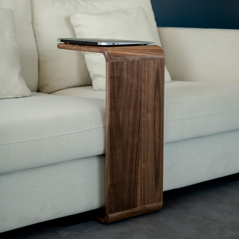 Nordic C-Shaped Walnut End Table