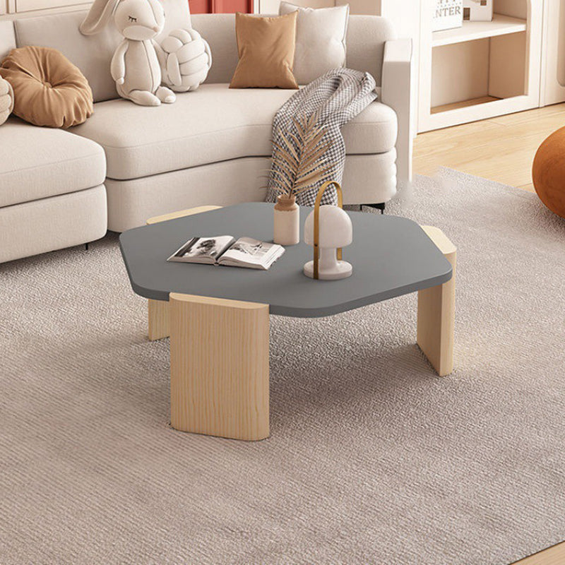 Contemporary Hexagonal Oak Plank End Table — White