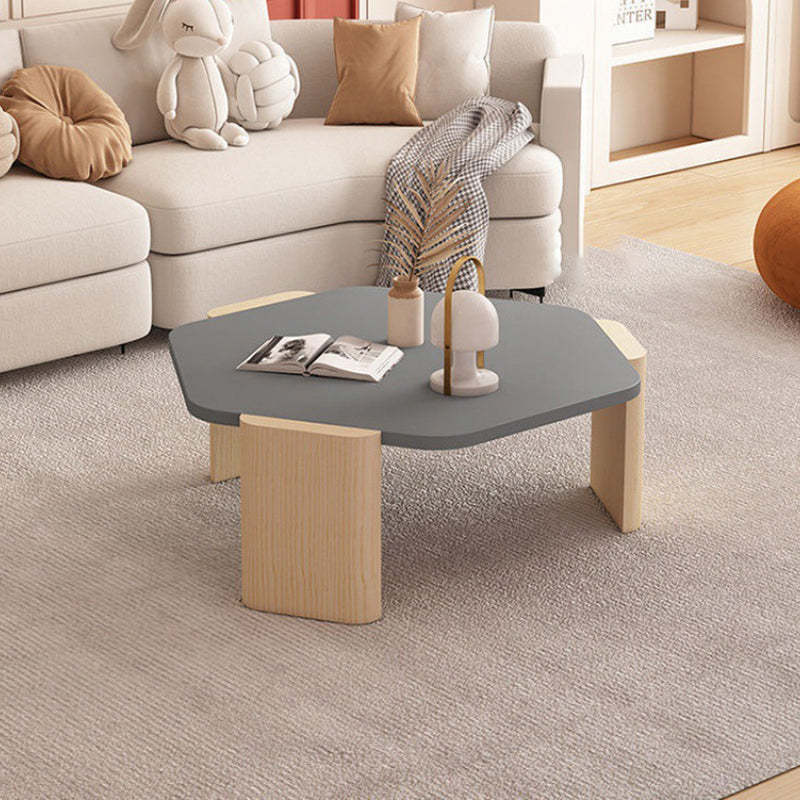 Contemporary Hexagonal Oak Plank End Table — White