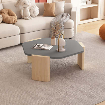 Contemporary Hexagonal Oak Plank End Table — White