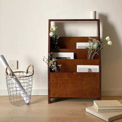 Retro Rectangular Plank 3-Shelf Bookcase