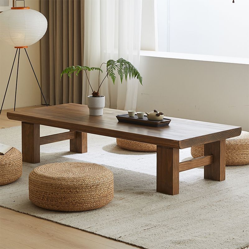 Japanese Wood 4-Leg Rectangular Coffee Table