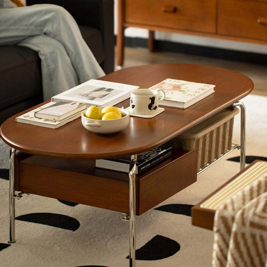Wood retro pine 2-tier coffee tables