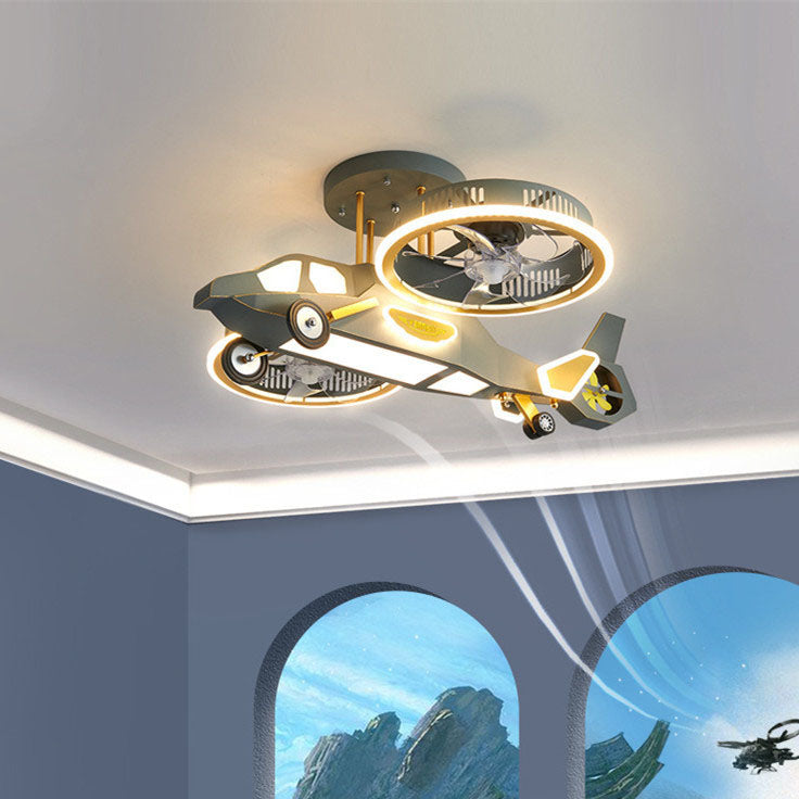 Contemporary Kids Aircraft LED Fan Light