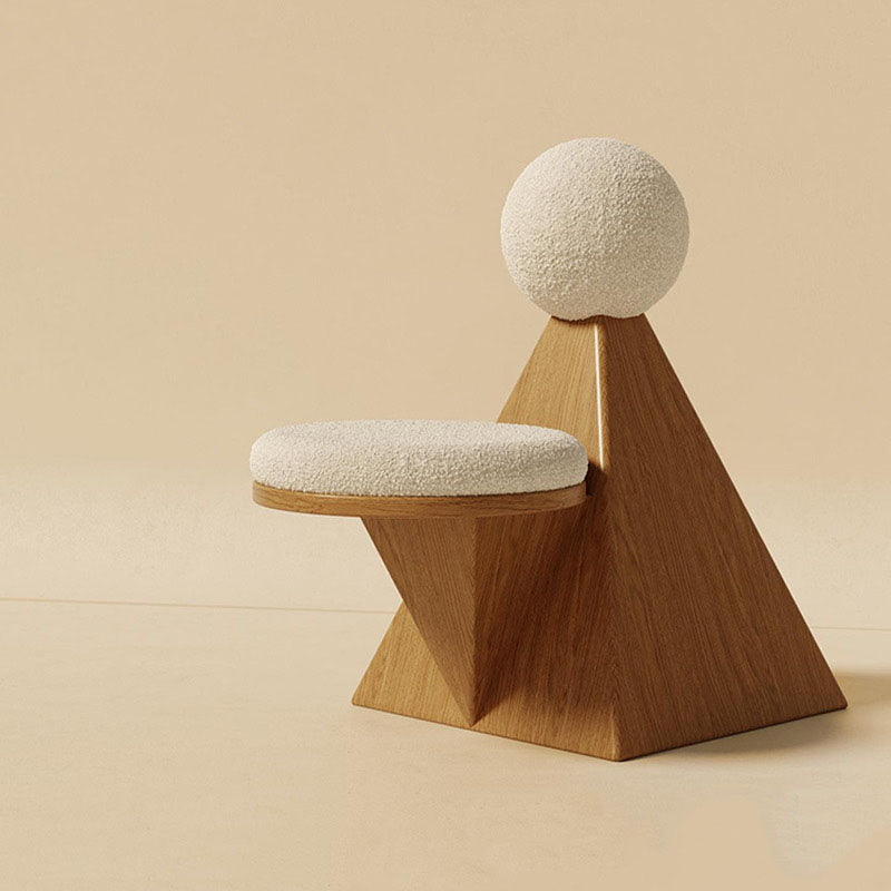 Contemporary Ash Wood Lambswool Lounge Chair