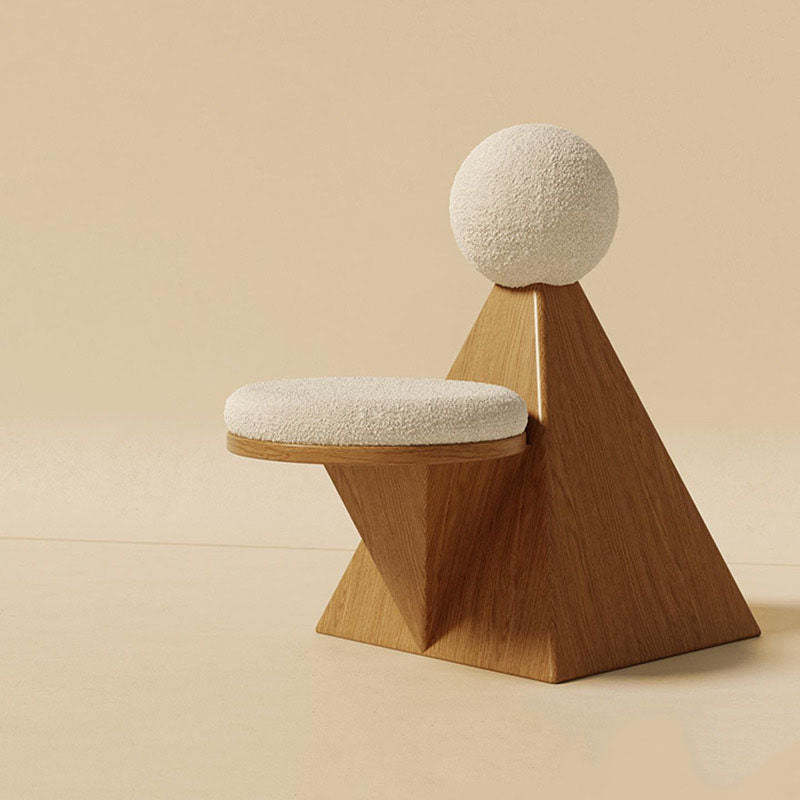 Contemporary Ash Wood Lambswool Lounge Chair