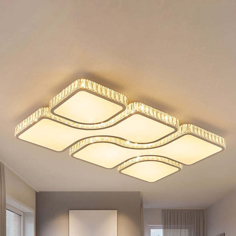 Modern Luxury Gold Rectangular Metal LED Flush Mount Light