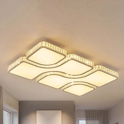 Modern Luxury Gold Rectangular Metal LED Flush Mount Light