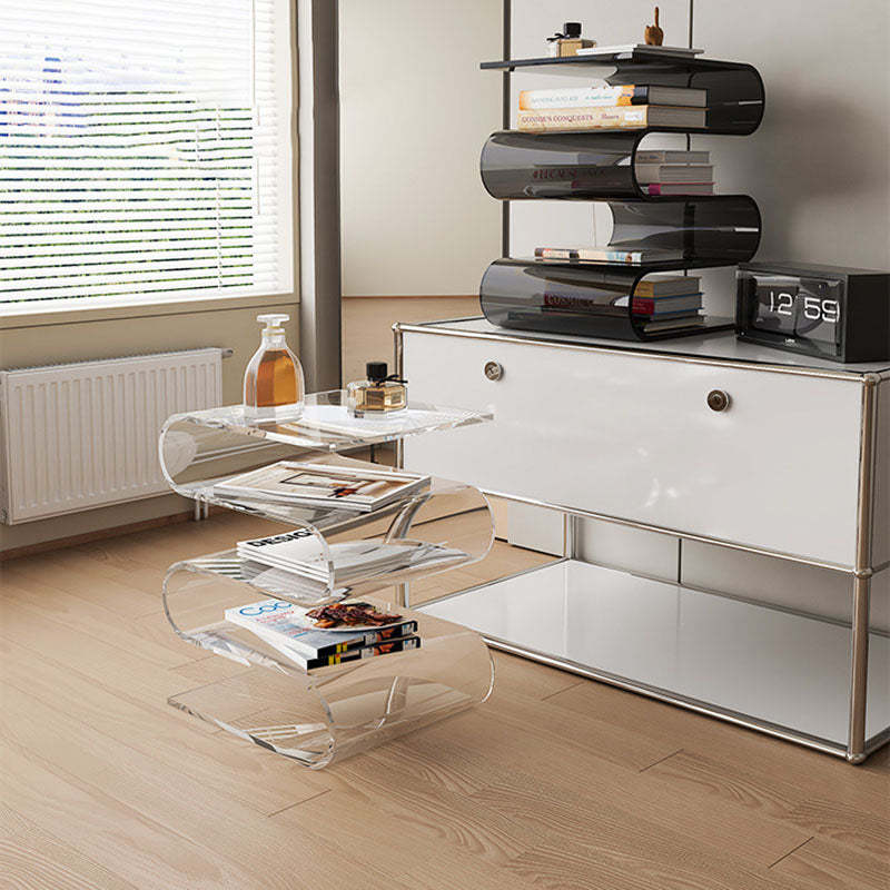 Contemporary Curved Acrylic 5-Tier End Table