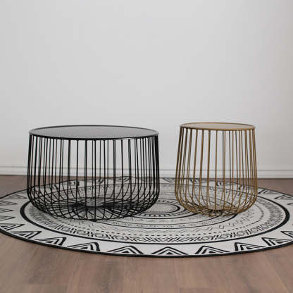Contemporary Iron Cage Coffee Table — Small - Gold