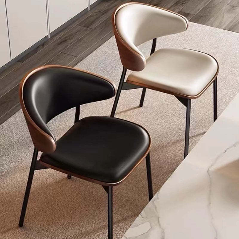 Retro PU Wood Metal Curved Dining Chair — Orange
