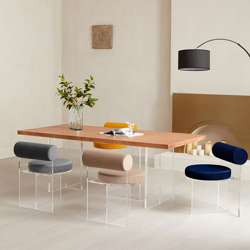 Nordic Round Velvet Acrylic Dining Chair