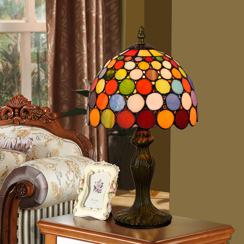 Traditional Tiffany Dome Aluminum Glass Table Lamp