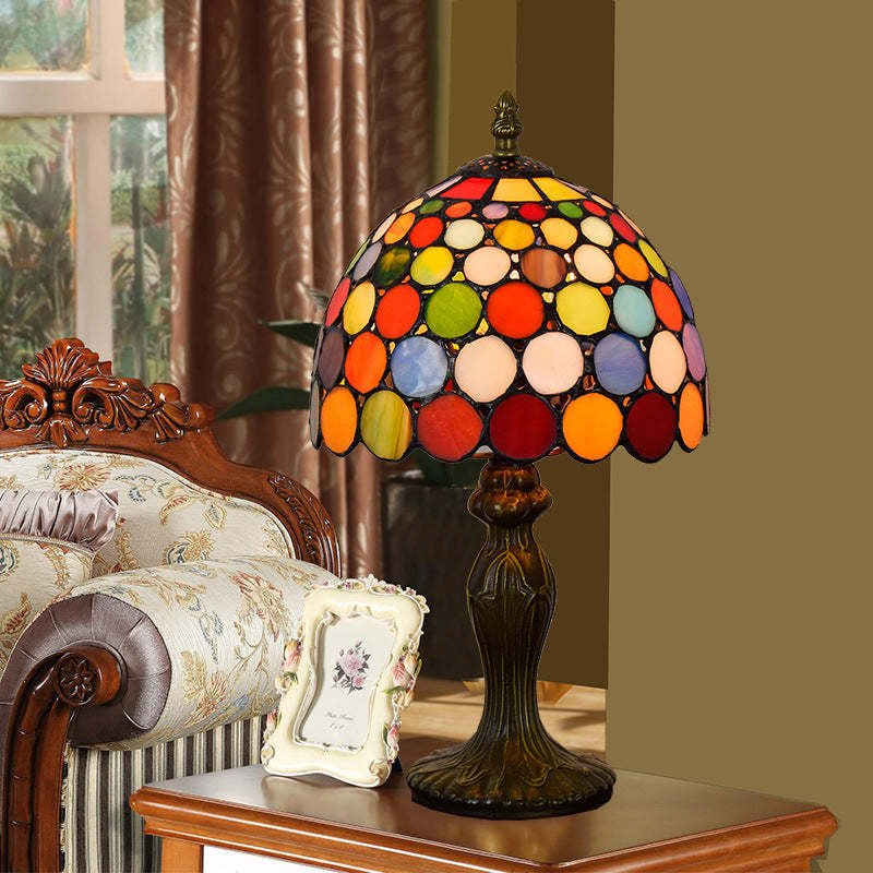 Traditional Tiffany Dome Aluminum Glass Table Lamp