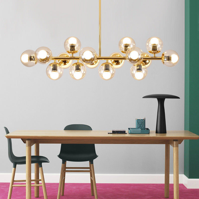 Scandinavian Long Globe Iron Island Chandelier