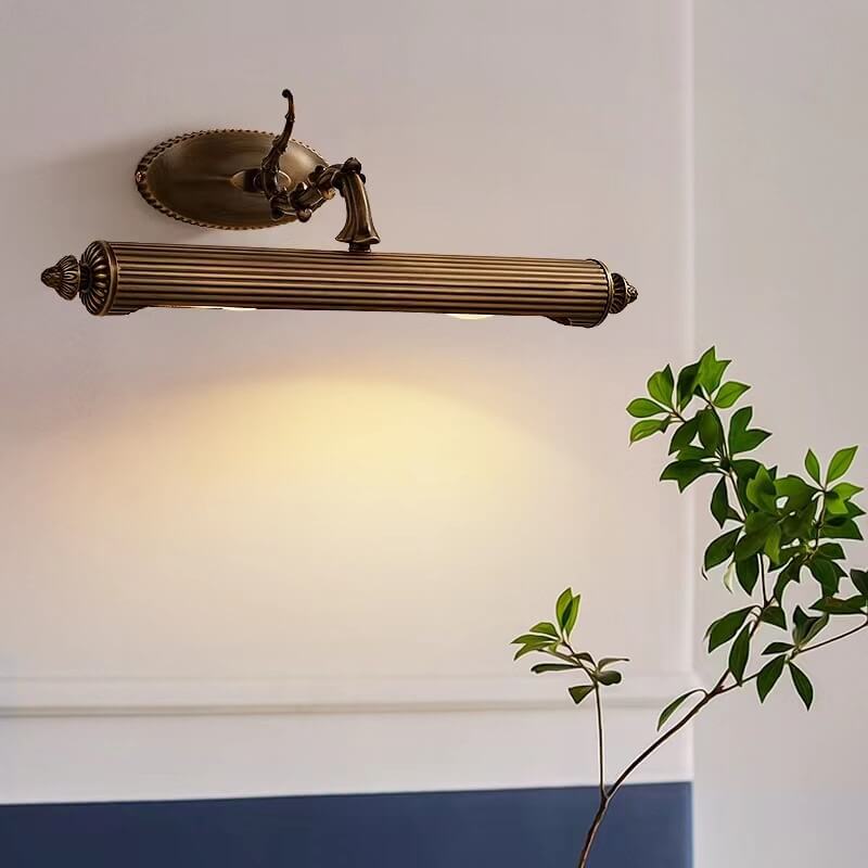 French Antique Copper Cylindrical Vanity Wall Sconce