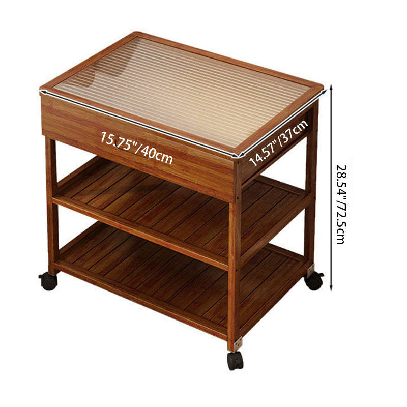 Nordic Glass Bamboo 3-Tier End Table — Tea Color