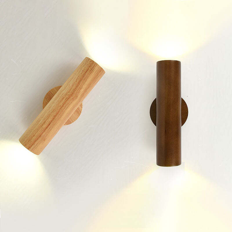 Modern Warm Solid Wood Double Head LED Sconce