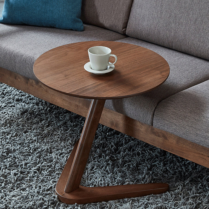 Minimalist V-Shape Base Wood Side Table