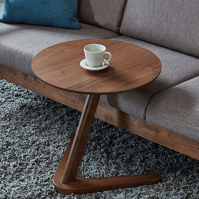 Minimalist V-Shape Base Wood Side Table