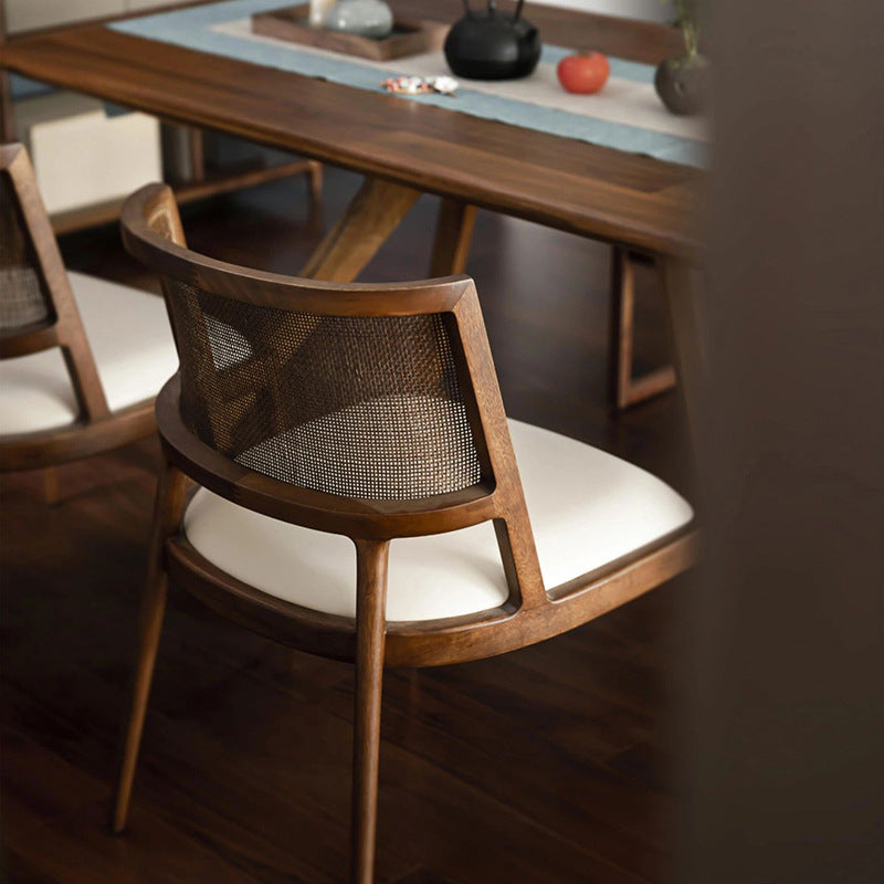 Chinese Woven Leather Wood Dining Chair