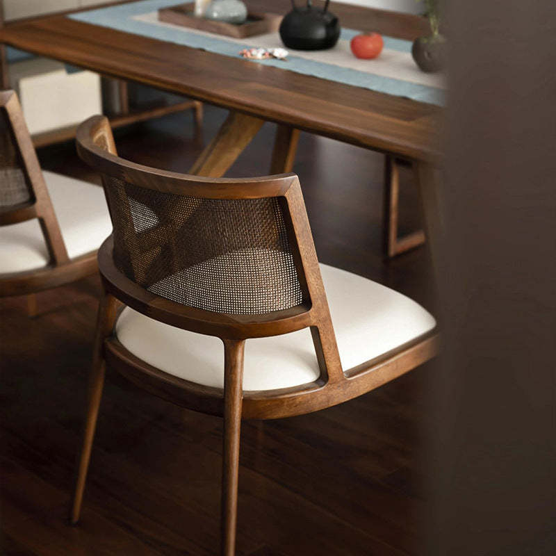 Chinese Woven Leather Wood Dining Chair