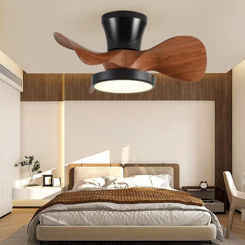 Industrial Wood Grain Mount Ceiling Fan Light