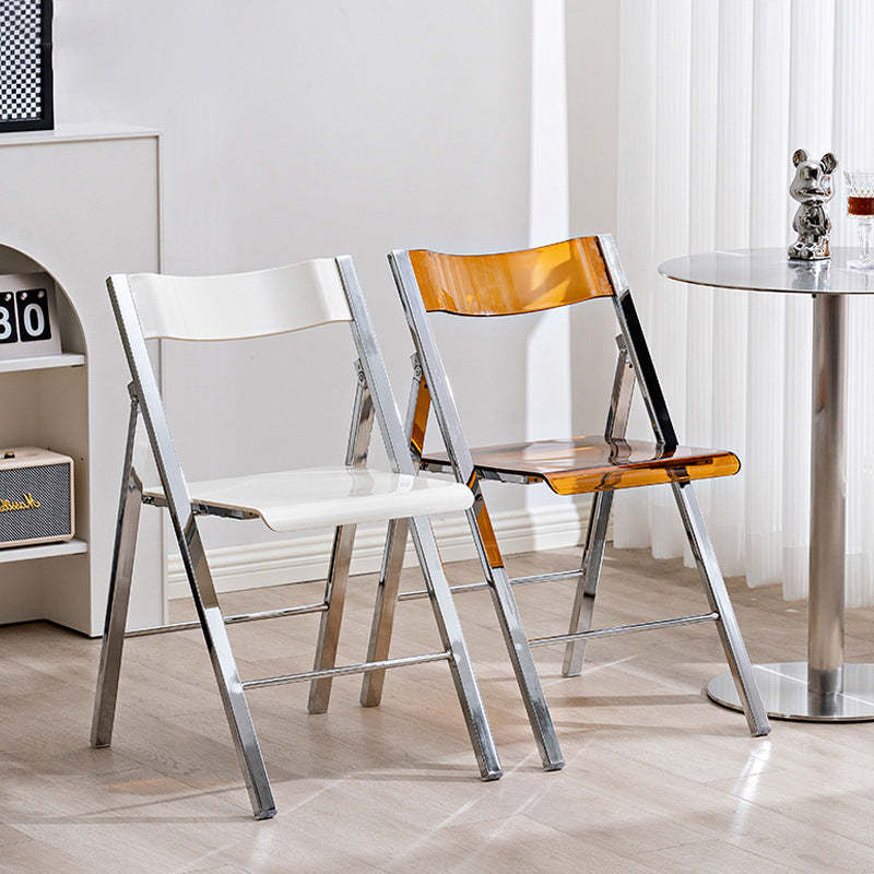 Nordic Acrylic Metal Foldable Dining Chair — White