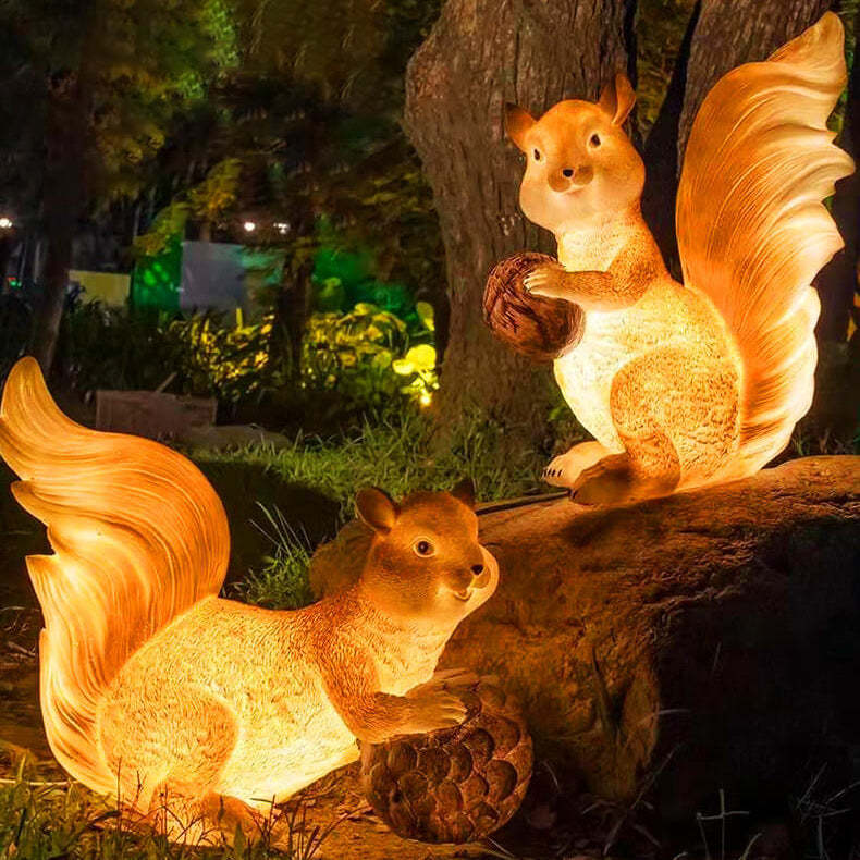 Solar Rabbit Squirrel Resin LED Outdoor Landscape Light