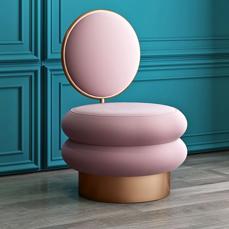 Round Fabric Iron Vanity Stool