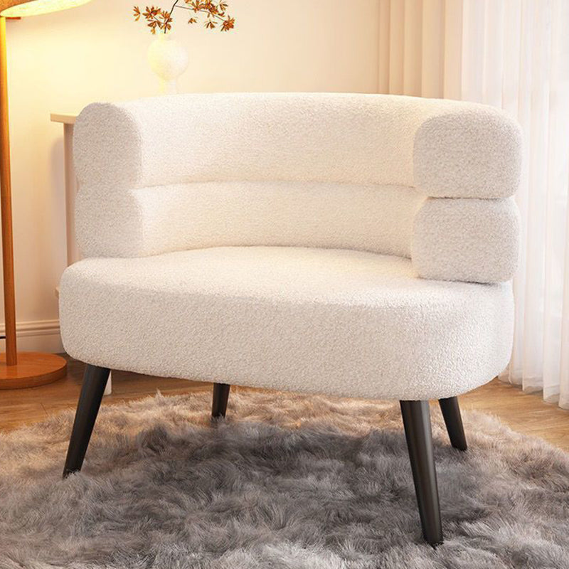 Nordic Round Lambswool Upholstered Vanity Stool