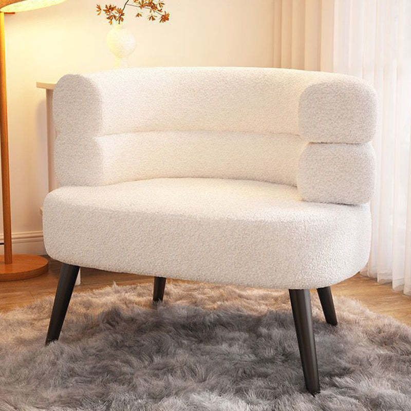 Nordic Round Lambswool Upholstered Vanity Stool