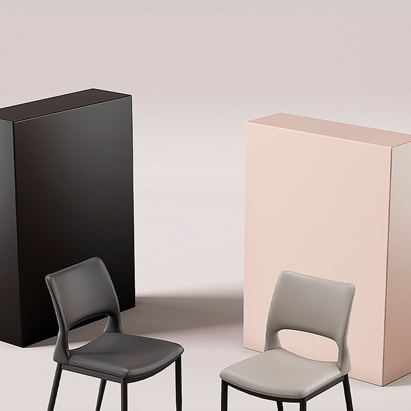 Nordic Curved Leather Hollow Square Dining Chair