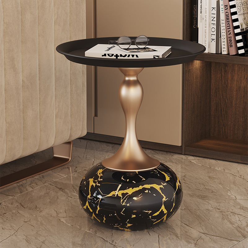 Modern Luxury Gourd Steel Ceramic Coffee Table — A / White