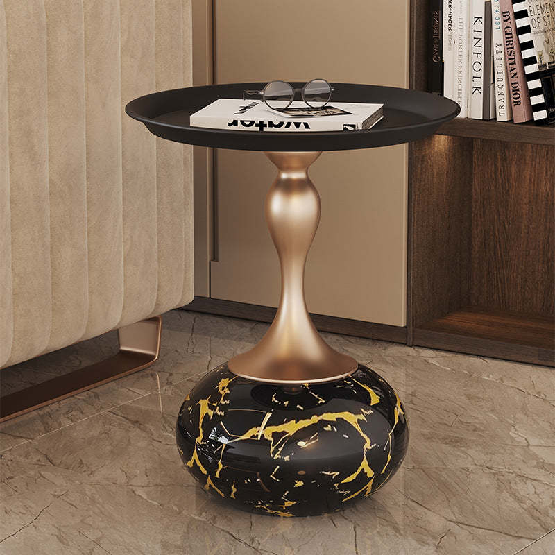 Modern Luxury Gourd Steel Ceramic Coffee Table — A / White