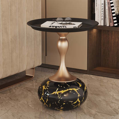Modern Luxury Gourd Steel Ceramic Coffee Table — A / White